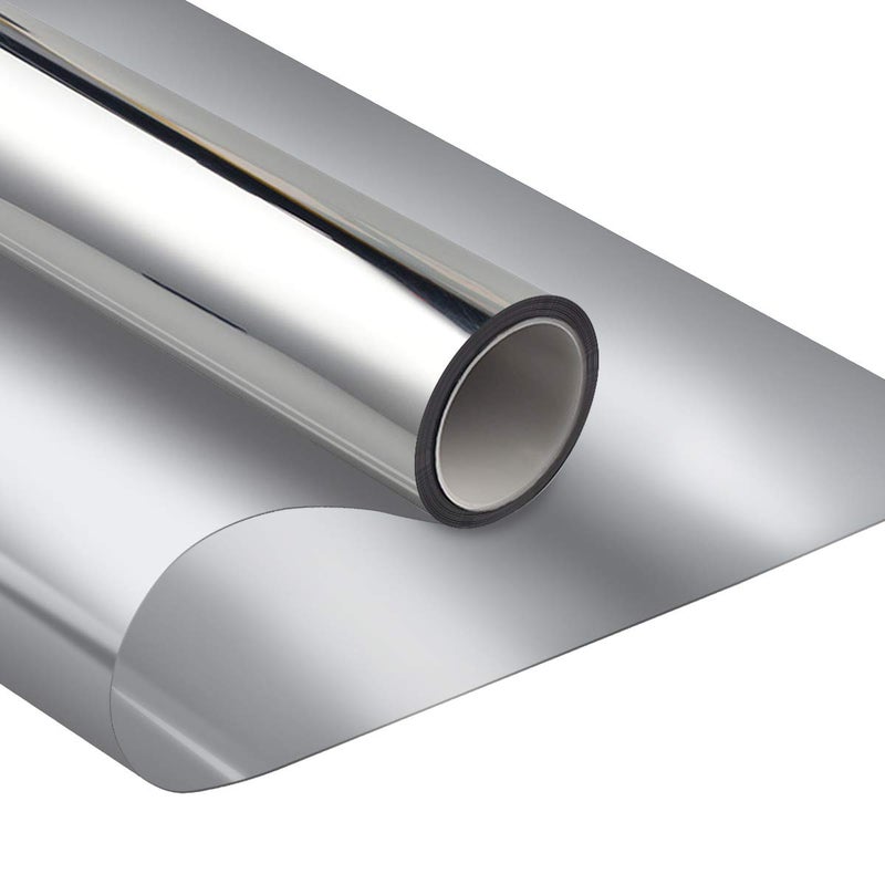 WPCTEV One Way Window Film Daytime Privacy Static Cling Self Adhesive House Film Glass Window Tint Heat Control Mirror Film for Home and Office Silver 6 Mil 17.5 Inch x 6.5 Feet - Image 1